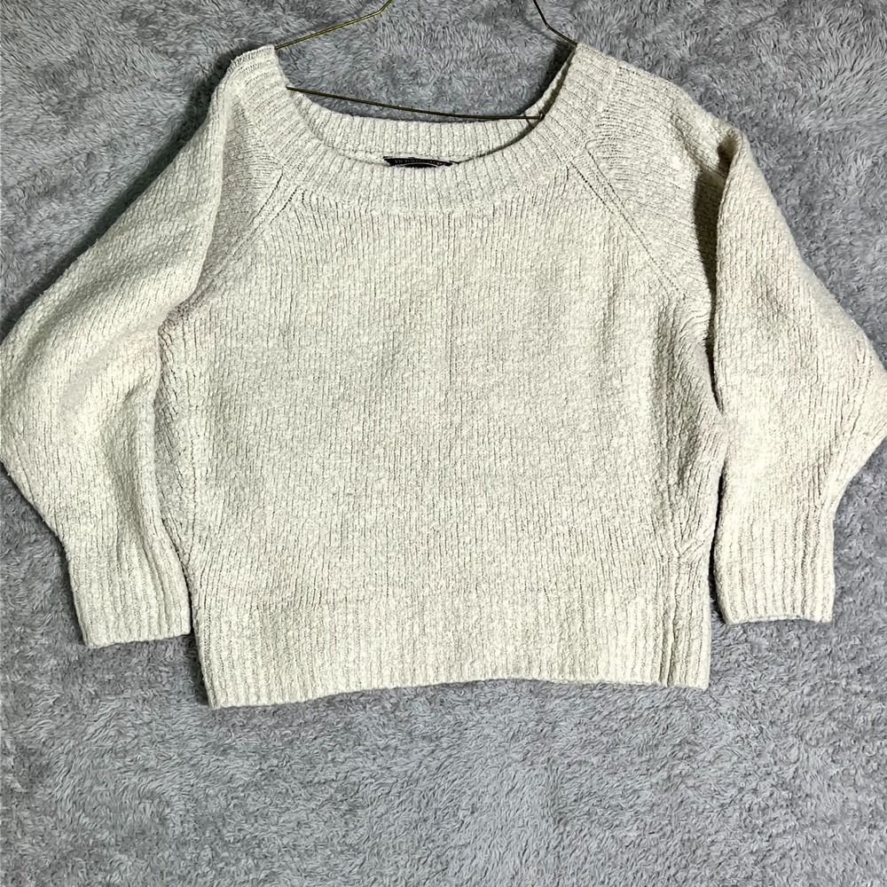 Victoria's Secret Sweater Womens Small Cream Stretch Scoop Neck Raglan Sleeve